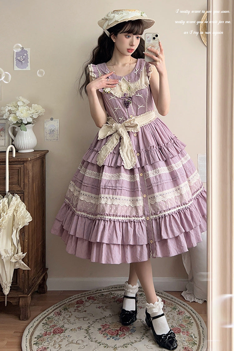 Sweet Lolita Dress - Wind Bell Multi-layered Cardigan, Purple, Lace Trim - additional product view 6