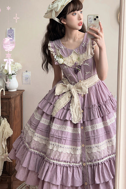 Sweet Lolita Dress - Wind Bell Multi-layered Cardigan, Purple, Lace Trim - additional product view 7
