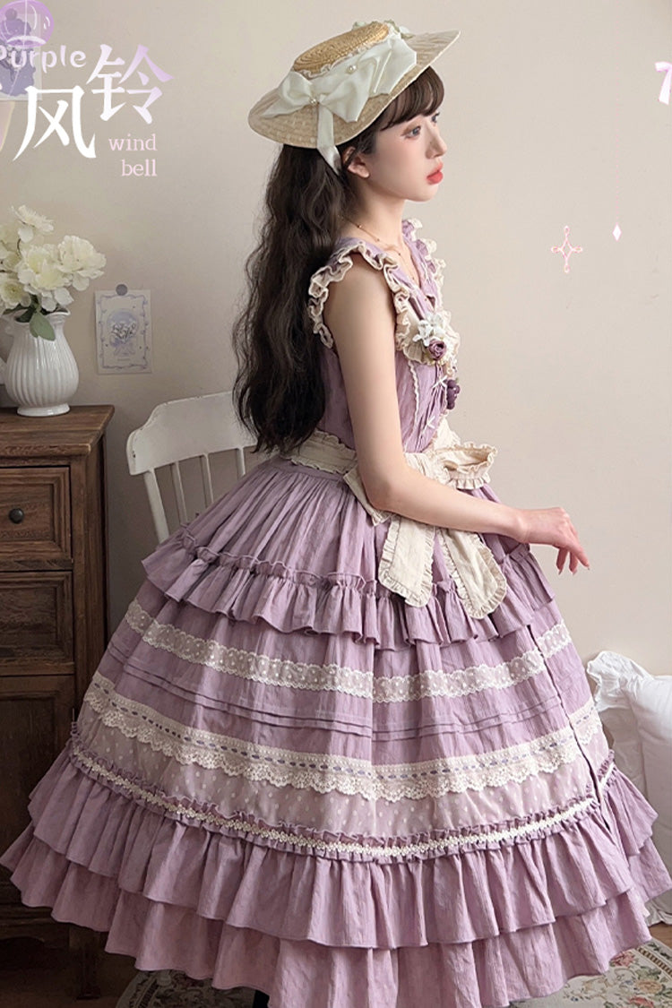 Sweet Lolita Dress - Wind Bell Multi-layered Cardigan, Purple, Lace Trim - additional product view 8