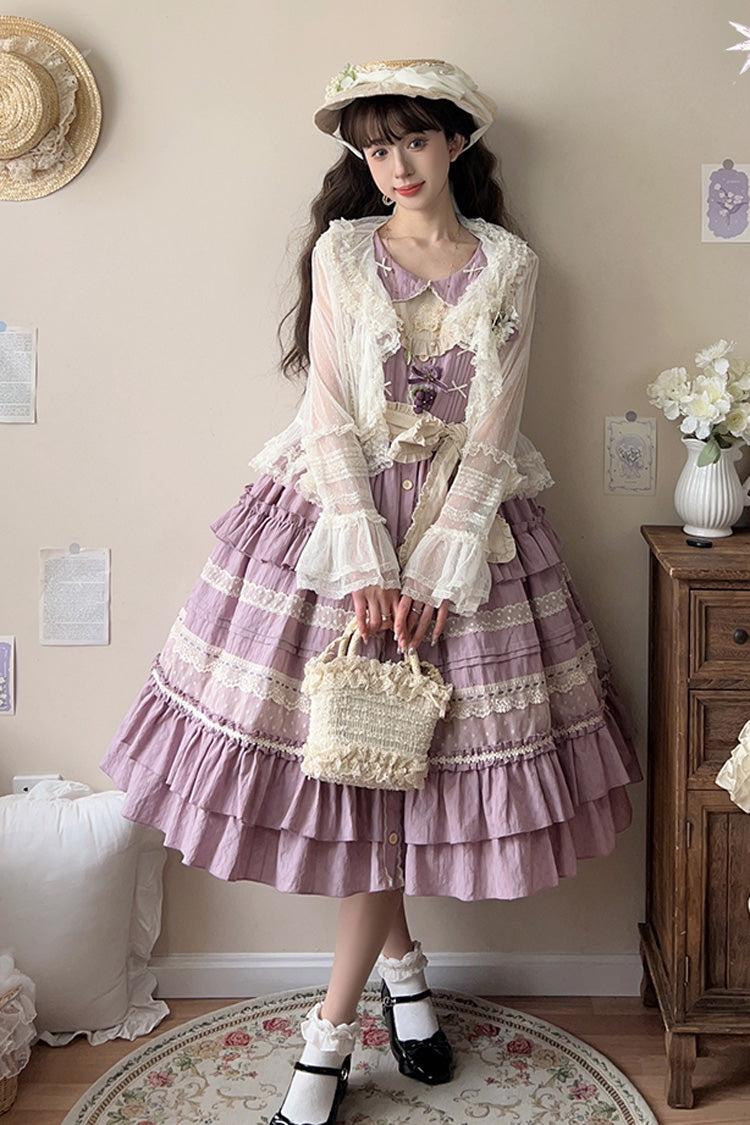 Sweet Lolita Dress - Wind Bell Multi-layered Cardigan, Purple, Lace Trim - additional product view 10