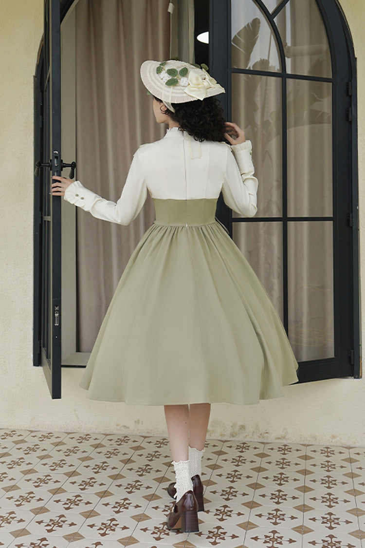 Sweet Lolita Dress - Wind Garden, 2 Colors, Stand Collar, Ruffled, Lace-Up - additional product view 12