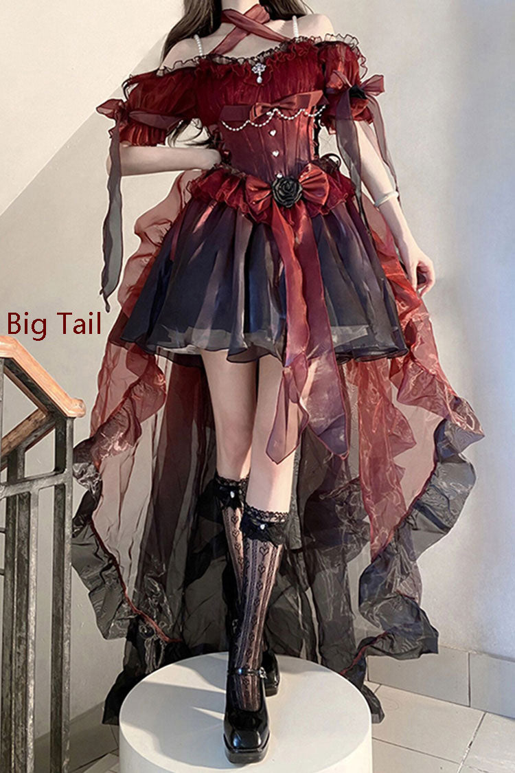 Sweet Lolita Dress - Wine Red Midsummer Dream, Red, Gothic Style, Lace Trim, Ruffled - additional product view 4