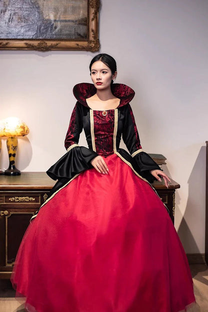 Sweet Lolita Dress - Wine Red Print Medieval Court, Red, Victorian Style, Printed - additional product view 2