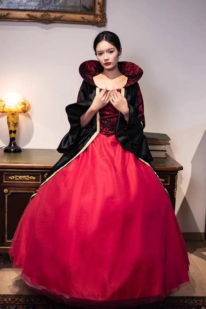 Sweet Lolita Dress - Wine Red Print Medieval Court, Red, Victorian Style, Printed - additional product view 4