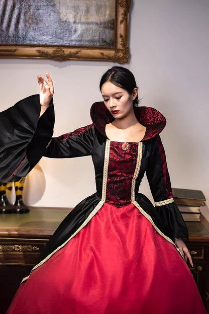 Sweet Lolita Dress - Wine Red Print Medieval Court, Red, Victorian Style, Printed - additional product view 5