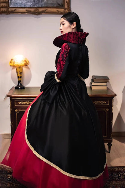 Sweet Lolita Dress - Wine Red Print Medieval Court, Red, Victorian Style, Printed - additional product view 6