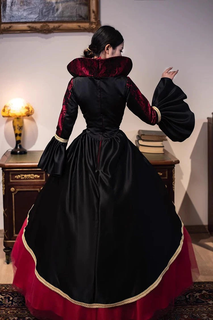 Sweet Lolita Dress - Wine Red Print Medieval Court, Red, Victorian Style, Printed - additional product view 7
