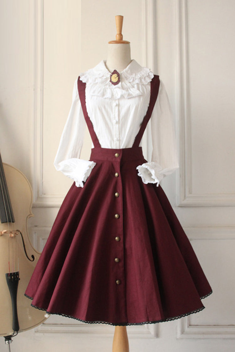 Sweet Lolita Dress - Wine Vintage Single Breasted, Wine, Classic Style, Ruffled - main product image