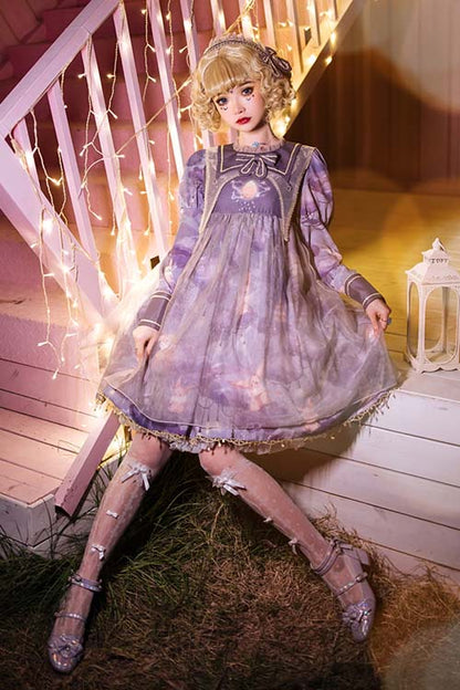 Sweet Lolita Headdress - Light Blue Round Neck, Blue, Lace Trim - additional product view 2