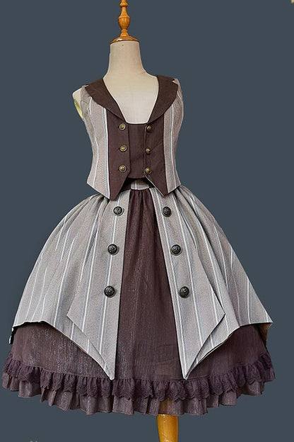 Sweet Lolita Jacket - Brown/grey Witch's Notes, 2 Colors, Ruffled, Classic Style - additional product view 8