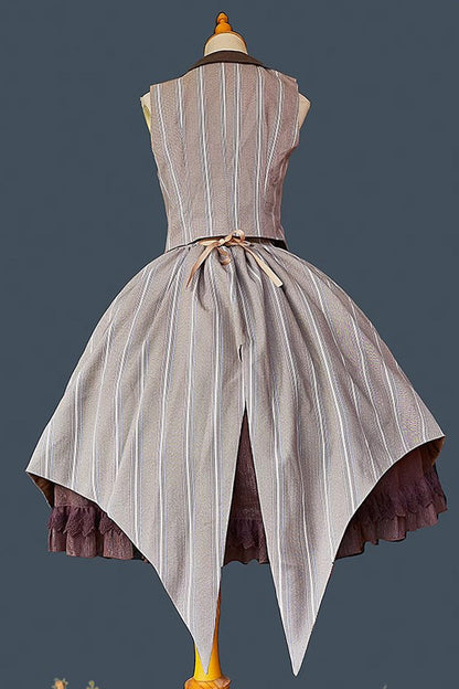 Sweet Lolita Jacket - Brown/grey Witch's Notes, 2 Colors, Ruffled, Classic Style - additional product view 9
