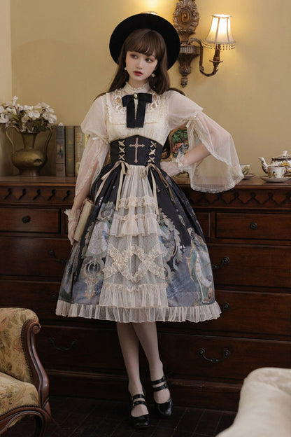 Sweet Lolita Jacket - Multi-color Cardigan, Multi-Color, Ruffled, Printed, Classic Style - additional product view 2