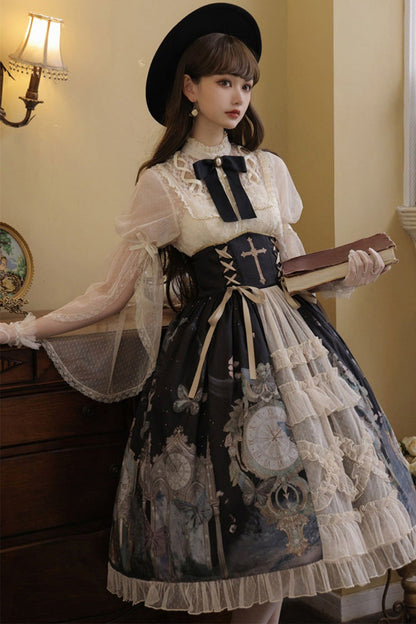 Sweet Lolita Jacket - Multi-color Cardigan, Multi-Color, Ruffled, Printed, Classic Style - additional product view 3