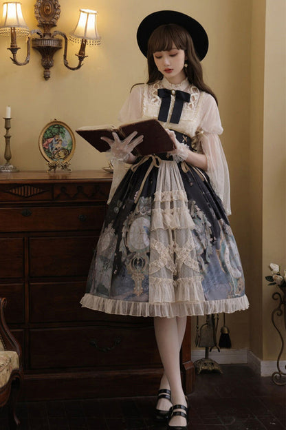 Sweet Lolita Jacket - Multi-color Cardigan, Multi-Color, Ruffled, Printed, Classic Style - additional product view 4