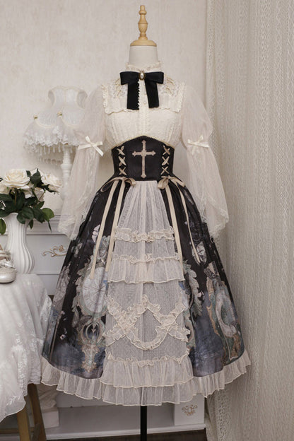 Sweet Lolita Jacket - Multi-color Cardigan, Multi-Color, Ruffled, Printed, Classic Style - additional product view 6
