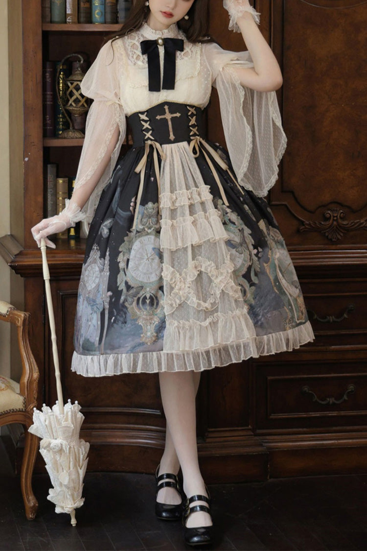 Sweet Lolita Jacket - Multi-color Cardigan, Multi-Color, Ruffled, Printed, Classic Style - main product image