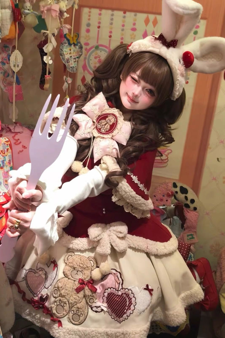 Sweet Lolita Jacket - New Year, Red, Long Sleeves, Bow Detail, Lace Trim - additional product view 3