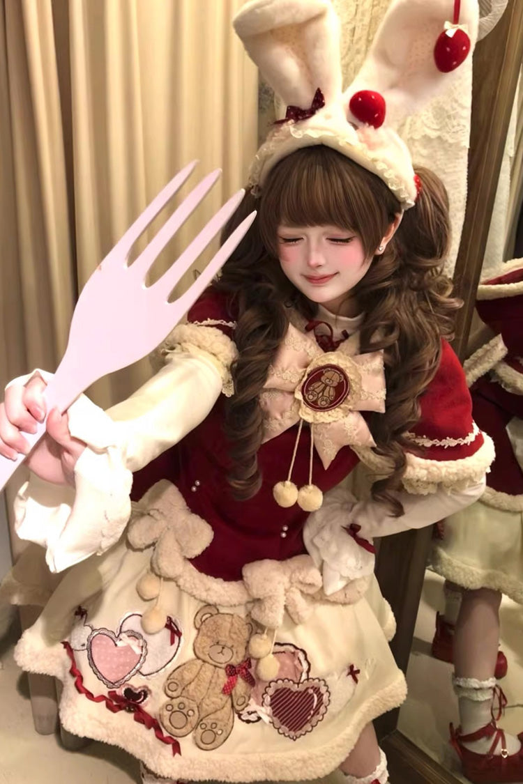 Sweet Lolita Jacket - New Year, Red, Long Sleeves, Bow Detail, Lace Trim - additional product view 5