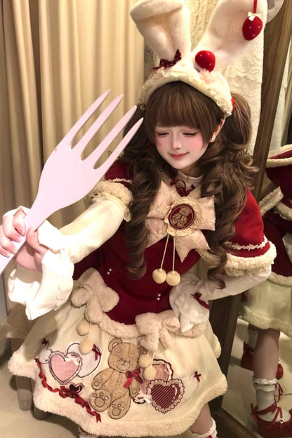 Sweet Lolita Jacket - New Year, Red, Long Sleeves, Bow Detail, Lace Trim - additional product view 5