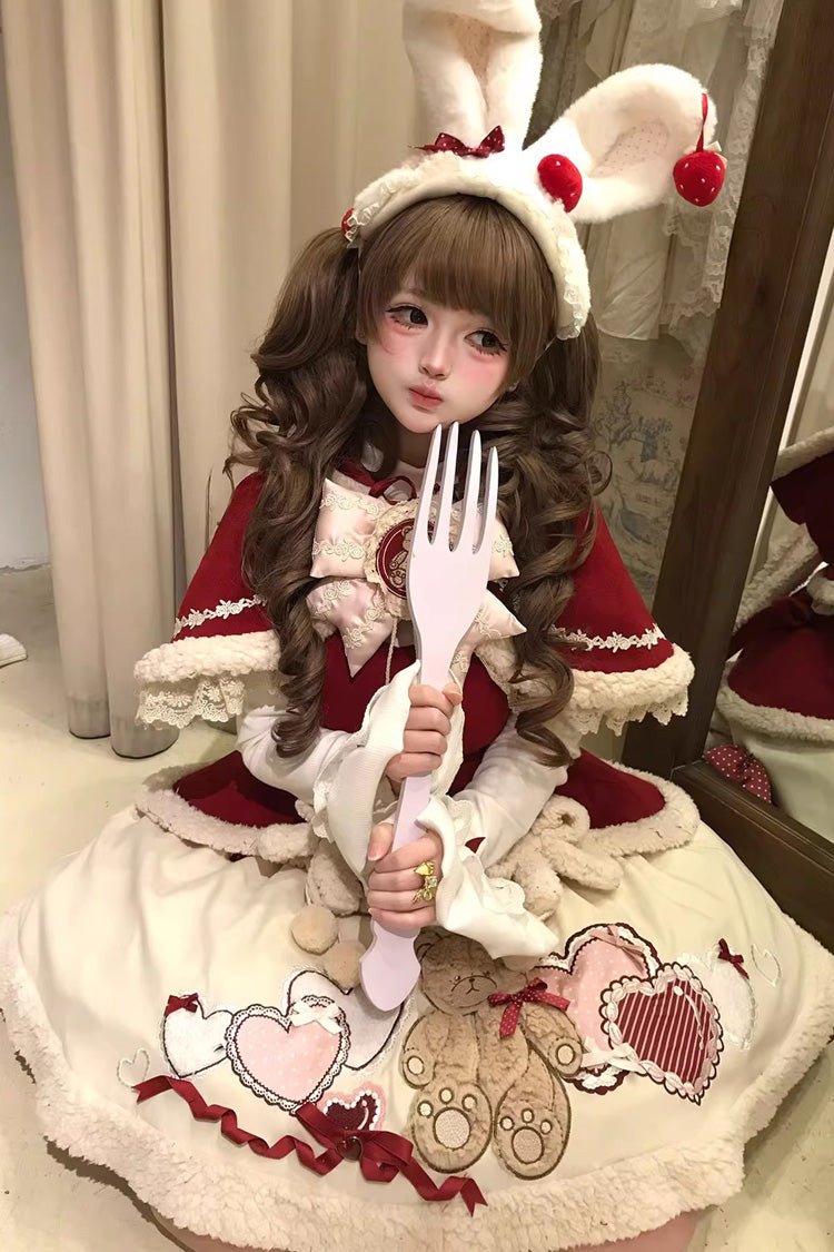 Sweet Lolita Jacket - New Year, Red, Long Sleeves, Bow Detail, Lace Trim - additional product view 6