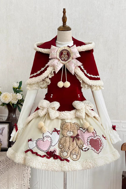 Sweet Lolita Jacket - New Year, Red, Long Sleeves, Bow Detail, Lace Trim - main product image