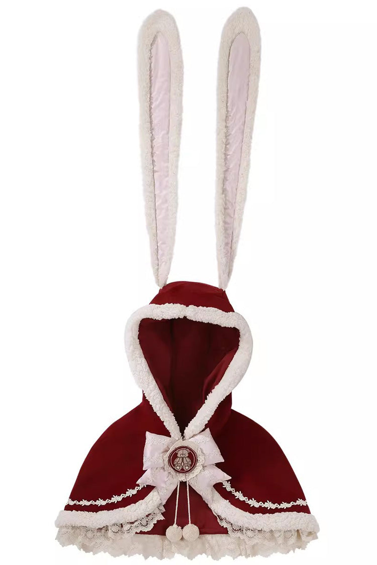 Sweet Lolita Jacket - New Year, Red, Long Sleeves, Bow Detail, Lace Trim - S Cloak / M Cloak / L Cloak option