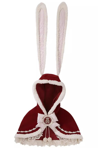 Sweet Lolita Jacket - New Year, Red, Long Sleeves, Bow Detail, Lace Trim - S Cloak / M Cloak / L Cloak option