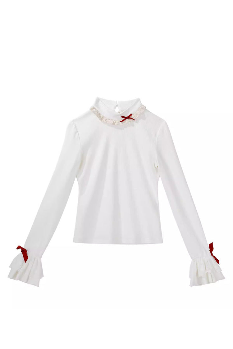 Sweet Lolita Jacket - New Year, Red, Long Sleeves, Bow Detail, Lace Trim - S Top / M Top / L Top option