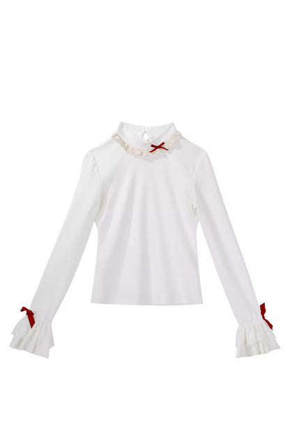 Sweet Lolita Jacket - New Year, Red, Long Sleeves, Bow Detail, Lace Trim - S Top / M Top / L Top option