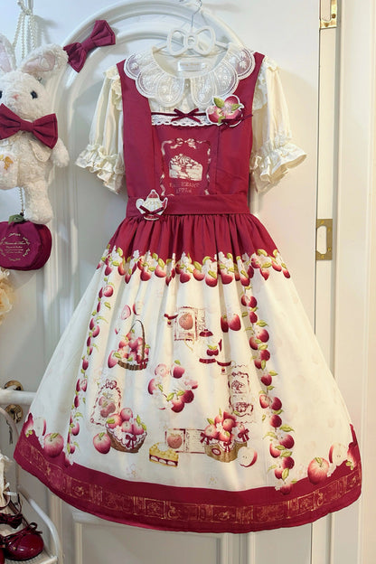 Sweet Lolita JSK - Apple Basket, Red, Bow Detail, Printed - Lolita Coordinate Dress - additional product view 3