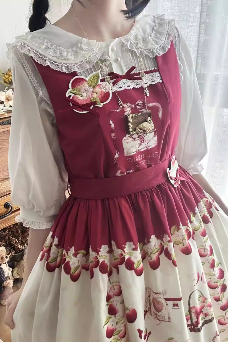 Sweet Lolita JSK - Apple Basket, Red, Bow Detail, Printed - Lolita Coordinate Dress - additional product view 5