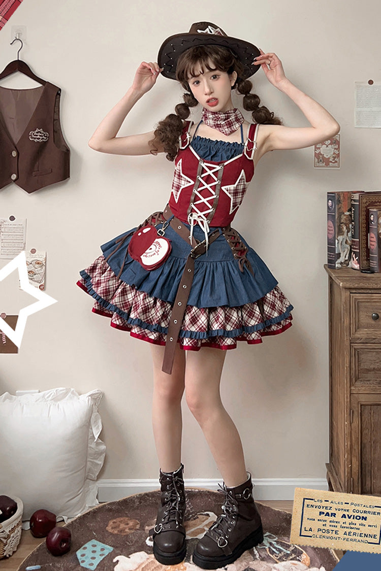 Sweet Lolita JSK - Apple Trap, 2 Colors, Layered, Lace-Up, Lace Trim - additional product view 2