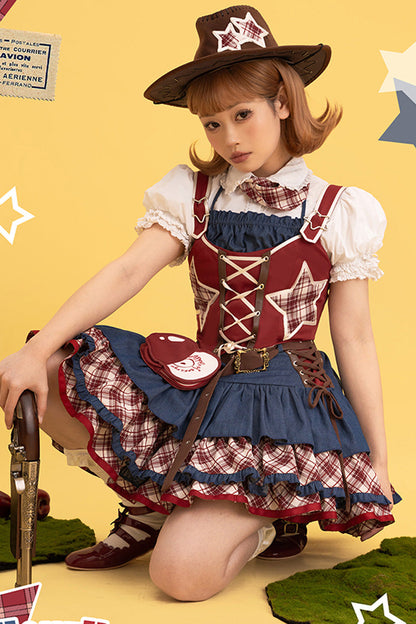 Sweet Lolita JSK - Apple Trap, 2 Colors, Layered, Lace-Up, Lace Trim - additional product view 4