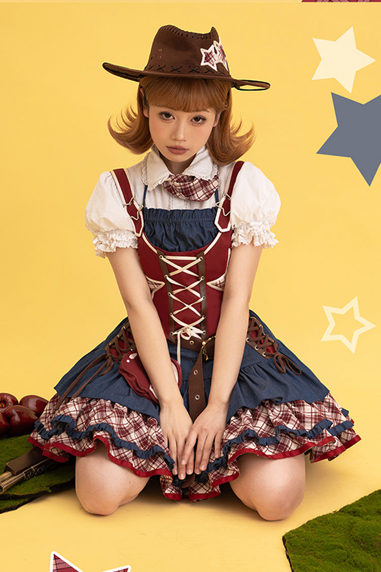 Sweet Lolita JSK - Apple Trap, 2 Colors, Layered, Lace-Up, Lace Trim - additional product view 5