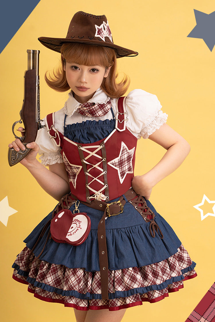 Sweet Lolita JSK - Apple Trap, 2 Colors, Layered, Lace-Up, Lace Trim - additional product view 6