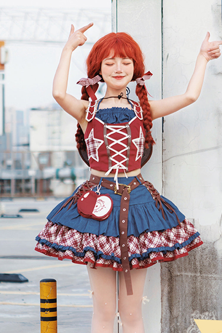 Sweet Lolita JSK - Apple Trap, 2 Colors, Layered, Lace-Up, Lace Trim - additional product view 7