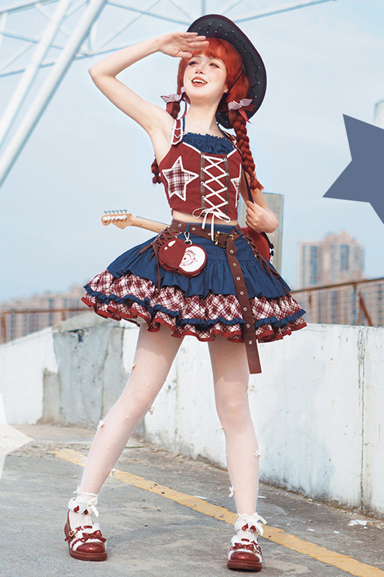 Sweet Lolita JSK - Apple Trap, 2 Colors, Layered, Lace-Up, Lace Trim - additional product view 10