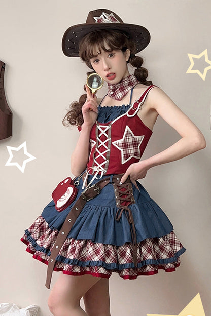 Sweet Lolita JSK - Apple Trap, 2 Colors, Layered, Lace-Up, Lace Trim - main product image