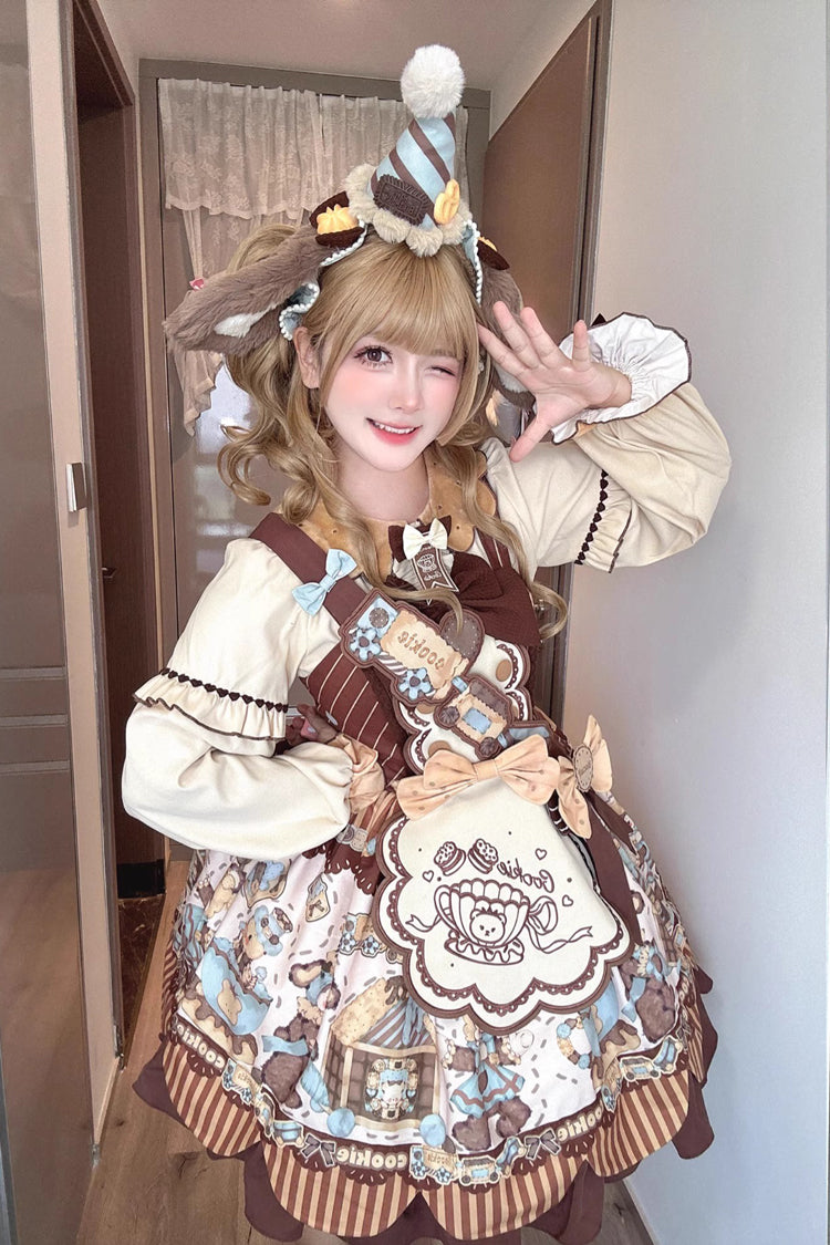 Sweet Lolita JSK - Bear Cookie, 2 Colors, Printed, Bow Detail - additional product view 2