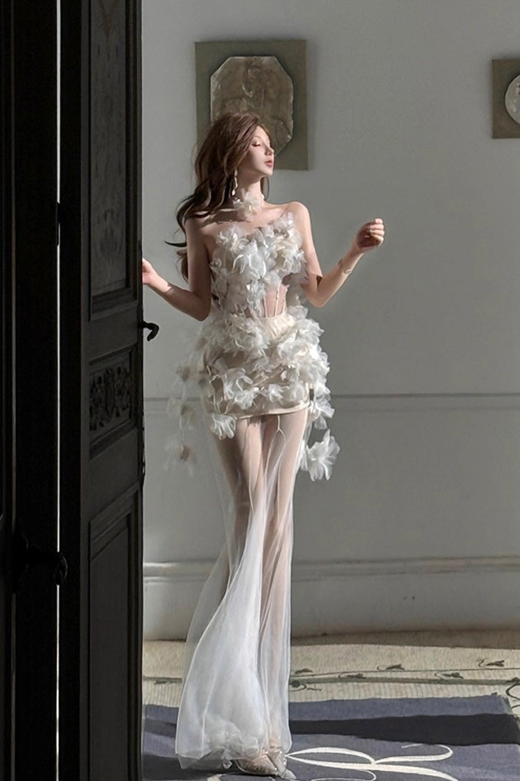 Sweet Lolita JSK - Blooming Fairy Flower, White, Bow Detail, Lace Trim - additional product view 2