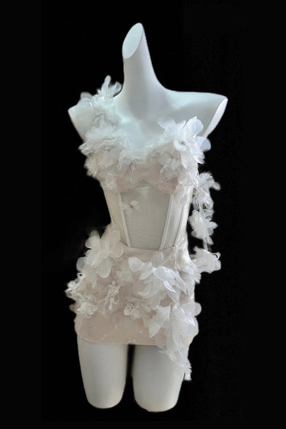 Sweet Lolita JSK - Blooming Fairy Flower, White, Bow Detail, Lace Trim - additional product view 3