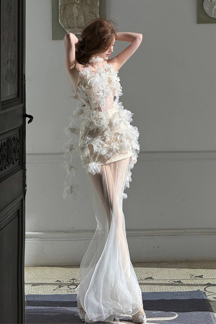 Sweet Lolita JSK - Blooming Fairy Flower, White, Bow Detail, Lace Trim - additional product view 4