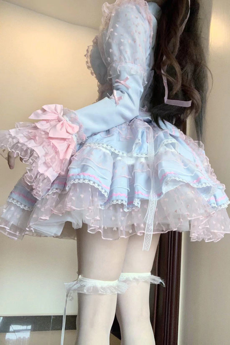 Sweet Lolita JSK - Blue/pink Pray Multi-layered, 2 Colors, Lace Trim, Ruffled - additional product view 6