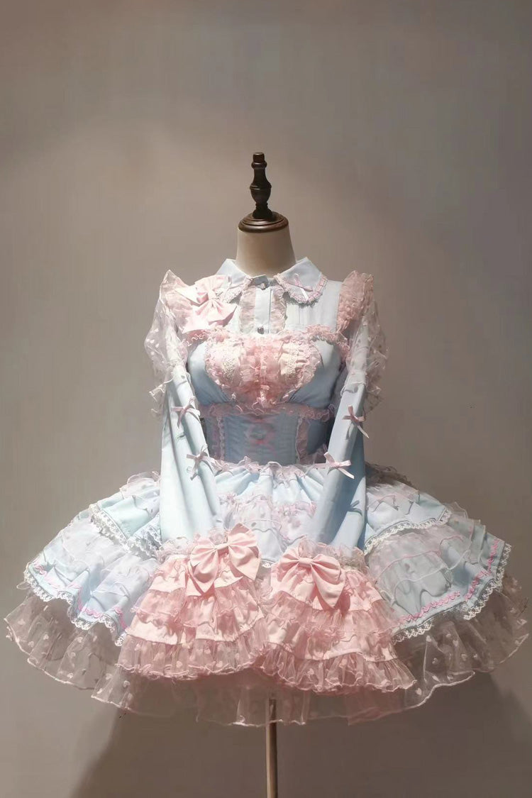 Sweet Lolita JSK - Blue/pink Pray Multi-layered, 2 Colors, Lace Trim, Ruffled - additional product view 7