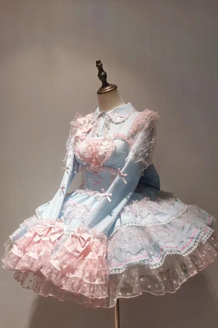Sweet Lolita JSK - Blue/pink Pray Multi-layered, 2 Colors, Lace Trim, Ruffled - additional product view 8