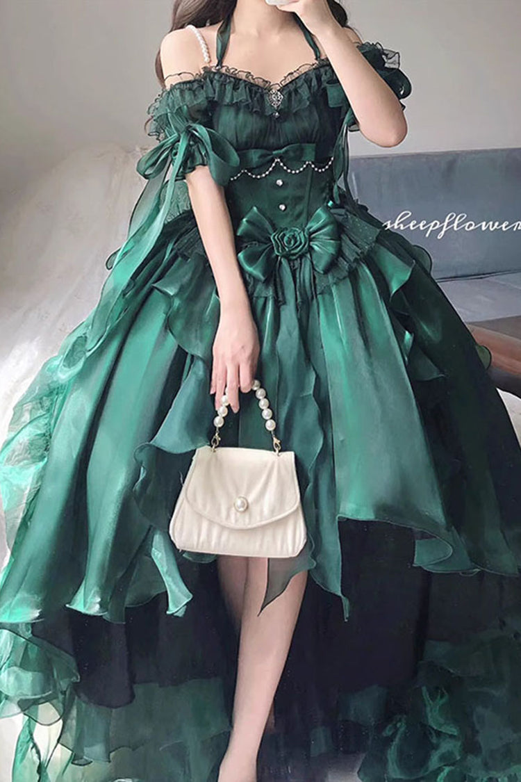 Sweet Lolita JSK - Bowknot Irregular Princess, Green, Bow Detail - additional product view 2