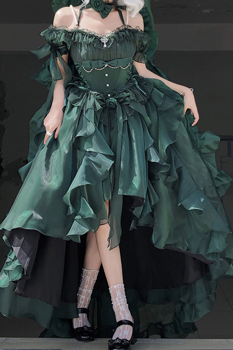 Sweet Lolita JSK - Bowknot Irregular Princess, Green, Bow Detail - main product image