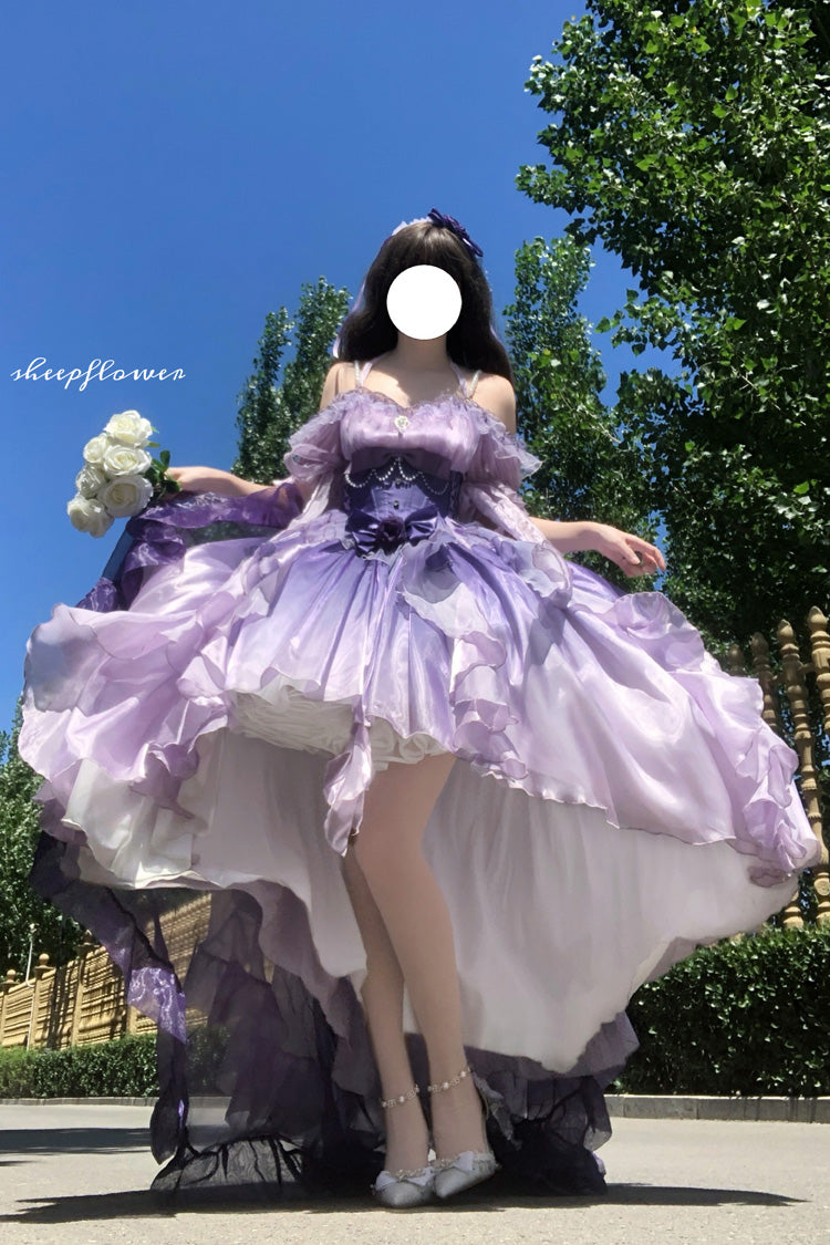 Sweet Lolita JSK - Bowknot Irregular Princess, Purple, Bow Detail - additional product view 2