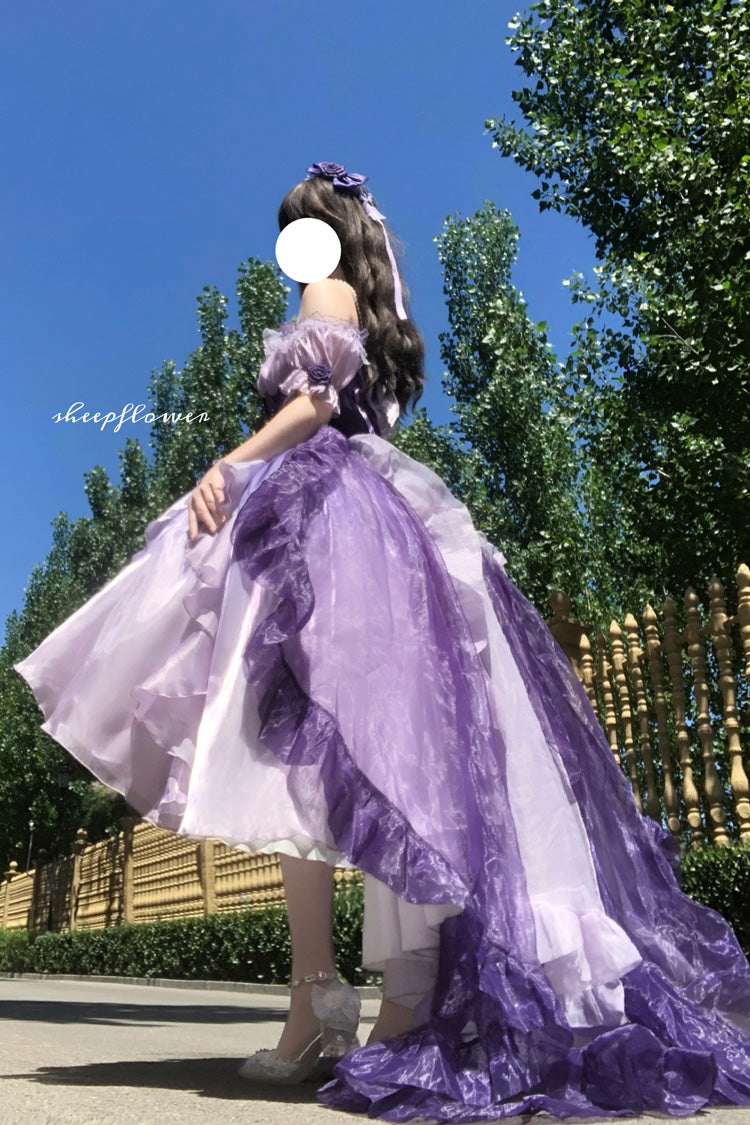 Sweet Lolita JSK - Bowknot Irregular Princess, Purple, Bow Detail - additional product view 5