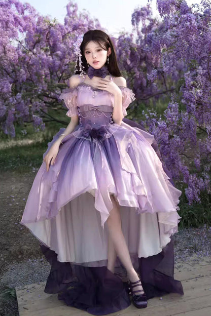 Sweet Lolita JSK - Bowknot Irregular Princess, Purple, Bow Detail - additional product view 6